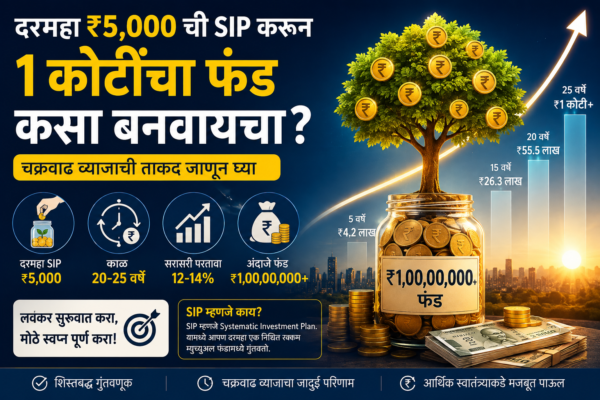 दरमहा ₹५,००० ची SIP करून १ कोटींचा फंड कसा बनवायचा (चक्रवाढ व्याजाची ताकद जाणून घ्या)
